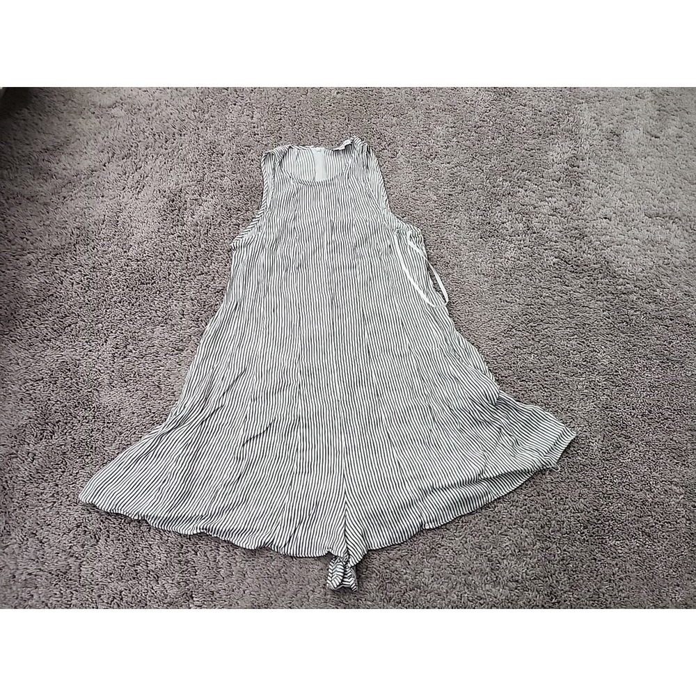 Gianni Bini Romper Womens L Black White Striped Sleeveless High Neck Flowy